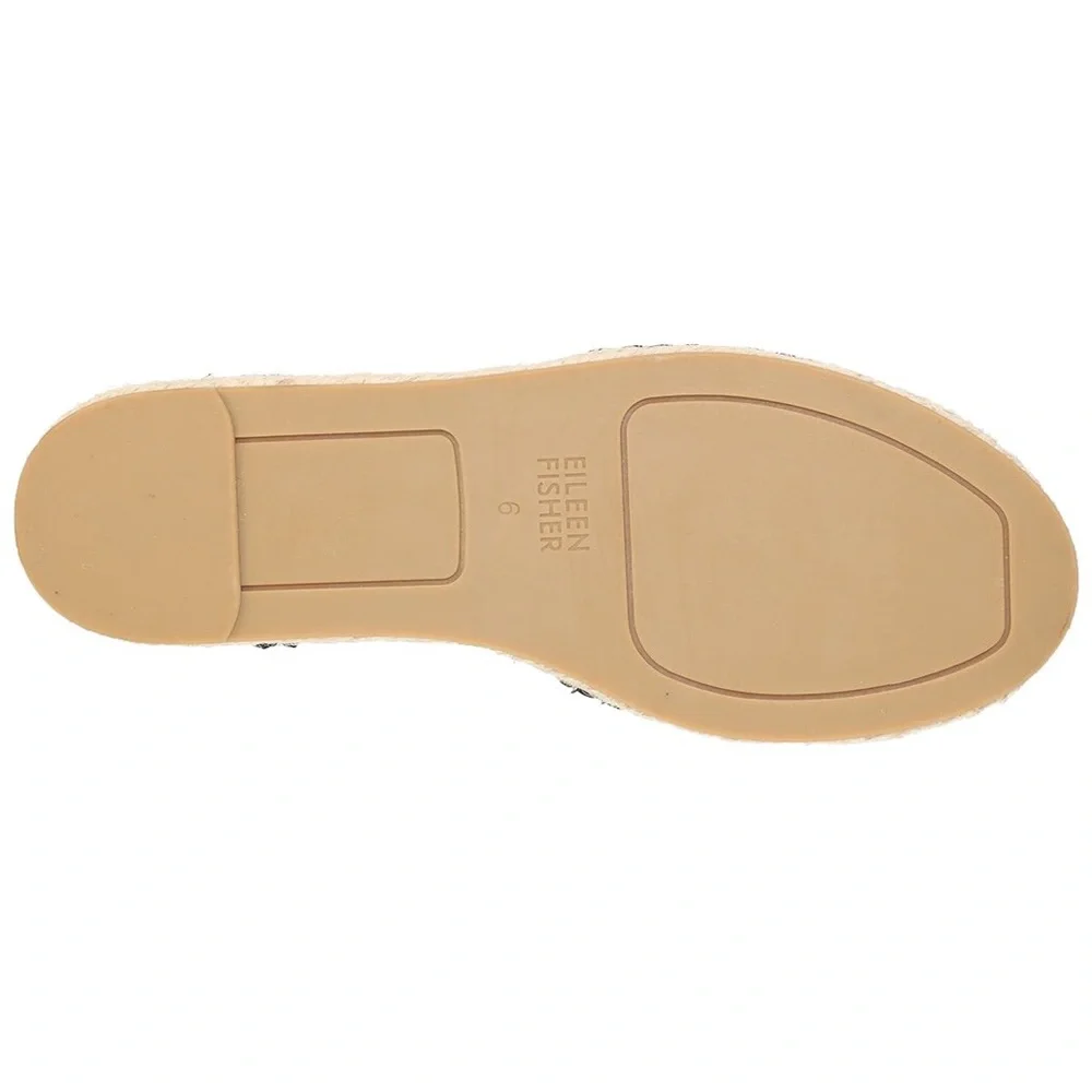 EILEEN FISHER Lace Leather Espadrille Black and Tan Size 7